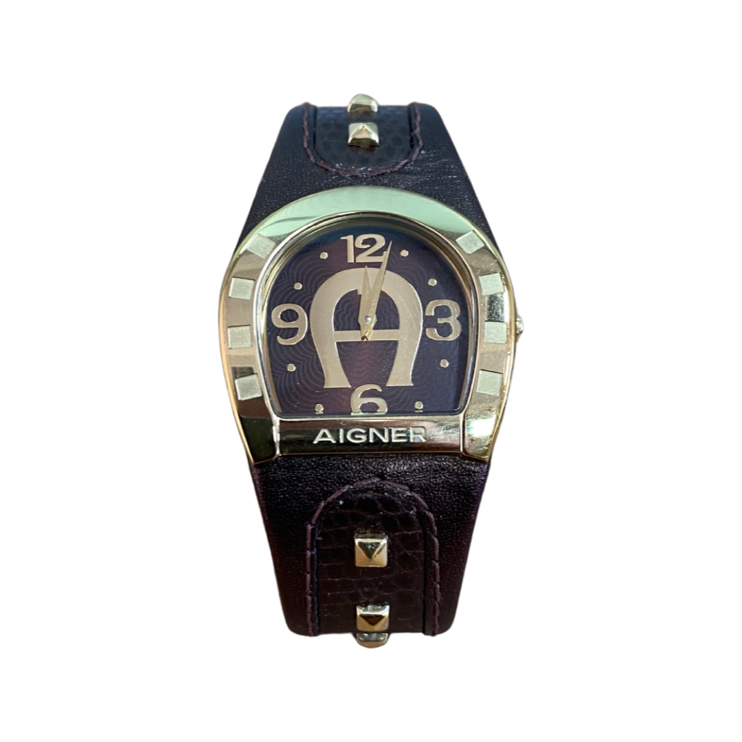 Aigner Brown Mother of Pearl Gold Plated Stainless Steel Capri III A19200 Women's Wristwatch 30 mm
