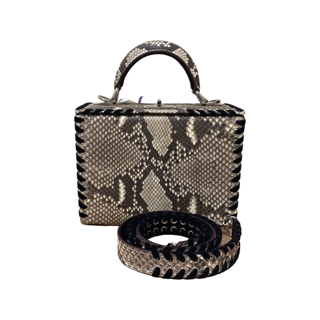 S'uvimol Light Brown Natural Python Leather Mini Picnic Box Bag