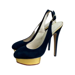 Charlotte Olympia Black Suede Dolly Platform Sandals Size 40