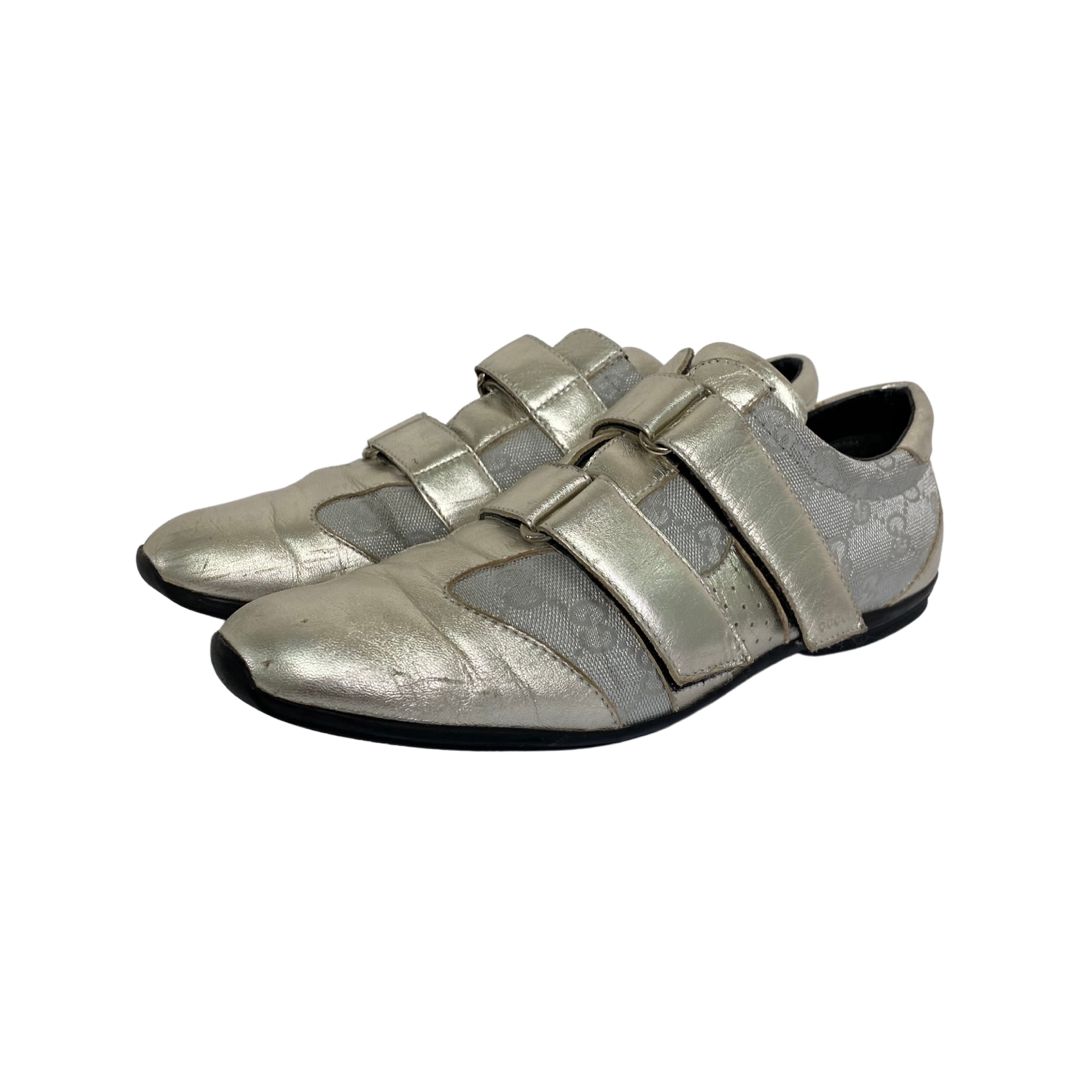 Gucci Silver Guccissima Patent Leather Sneakers Size 39