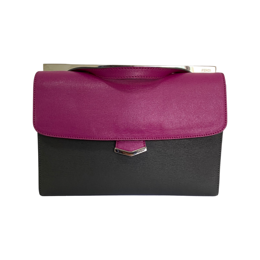 Fendi Tri Color Textured Leather Small Demi Jour Tote