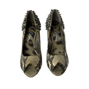 Sam Edelman Grey Python Leather S Lorissa  Peep Toe Spiked Pumps Size 40.5