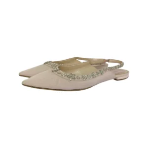 Dior Rose Quartz Denim Slingback Garland Flats Size 41