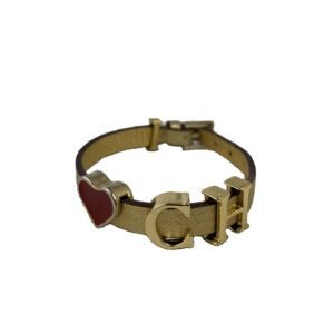 Carolina Herrera Gold Leather I love CH Bracelet