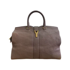 Saint Laurent Brown Calfskin Leather Large Cabas Chyc Tote
