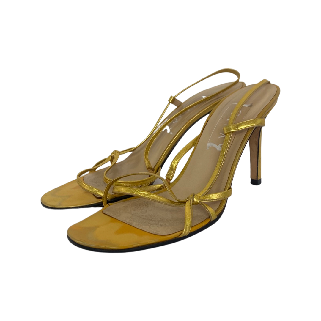 Gina Gold Leather Slingback Sandals Size 39