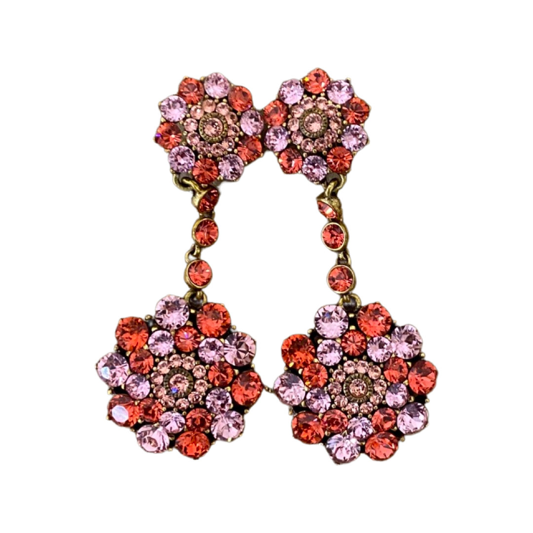 Oscar De La Renta Pink Crystal Drop Earrings
