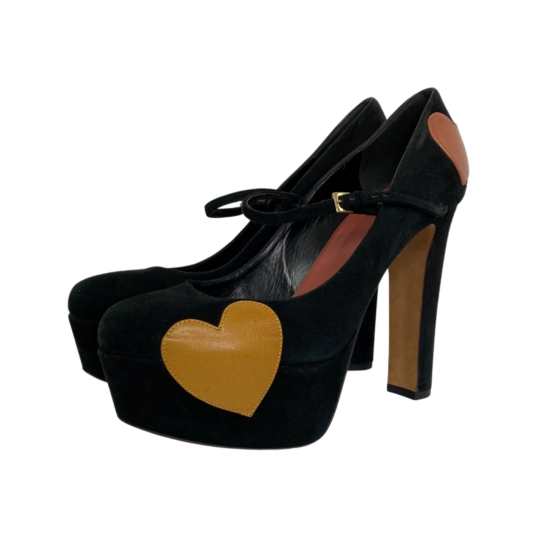 Moschino Griselda Heart Print Mary Jane Shoes Size 38.5