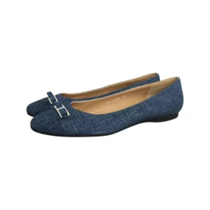 Salvatore Ferragamo Oxford Blue Print Suede Aba Ballet Flats Size 39
