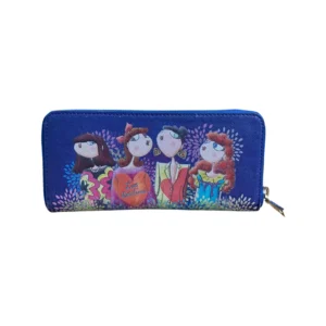 Love Moschino Multicolor Print Canvas Zip Around Wallet