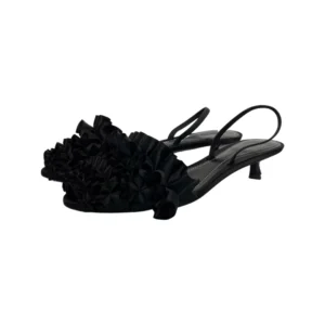 Marco De Vincenzo Black Fabric Slingback Sandals Size 38