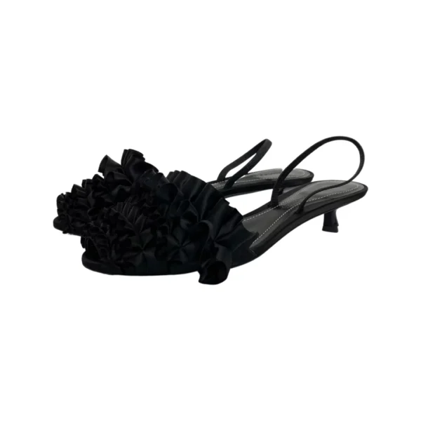 Marco De Vincenzo Black Fabric Slingback Sandals Size 38