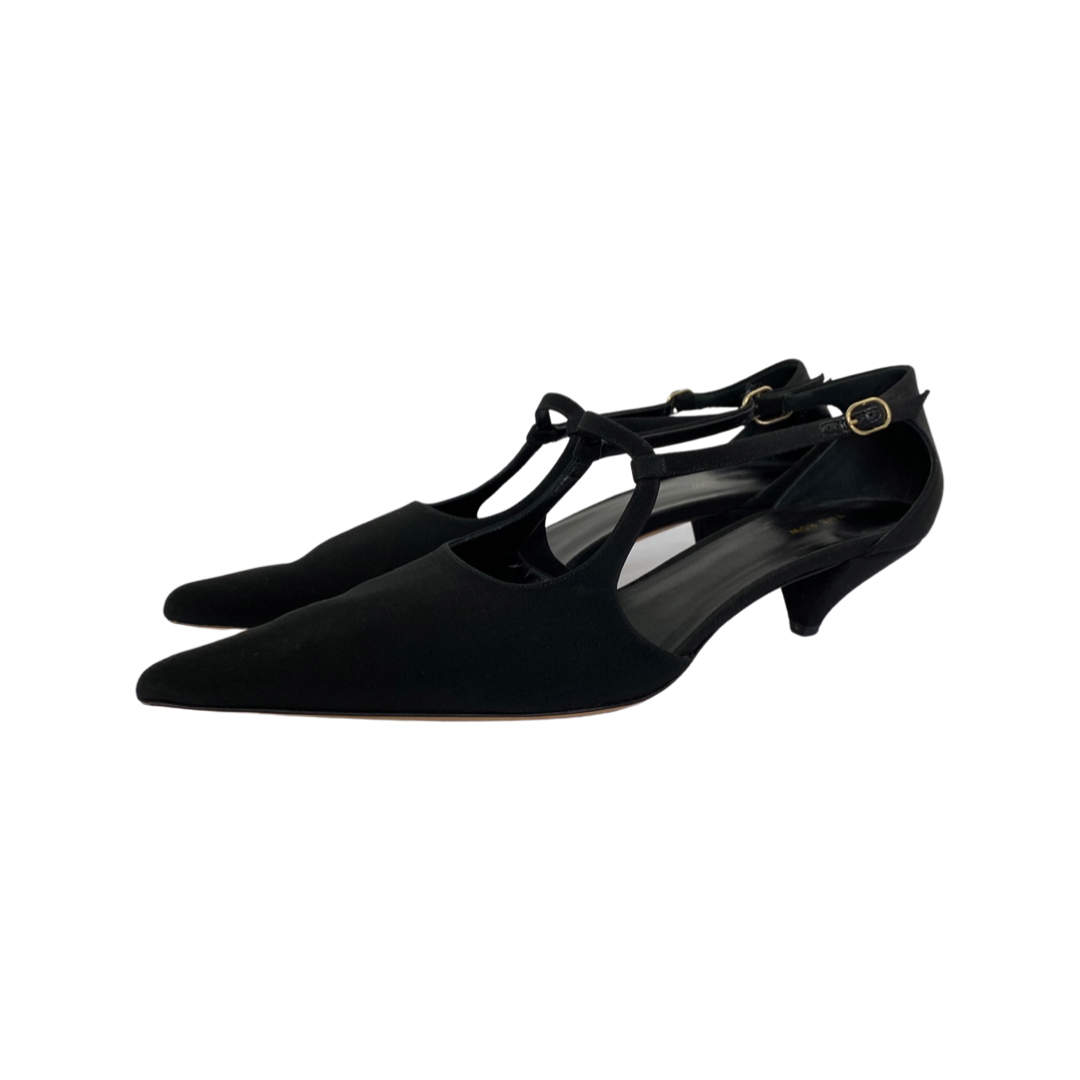 The Row Black Satin Sandals Size 38
