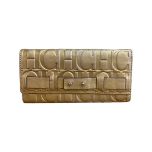 Carolina Herrera Gold Monogram Leather Continental Wallet