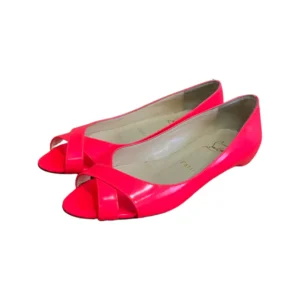 Christian Louboutin Neon Pink Peep Toe Flats Size 35