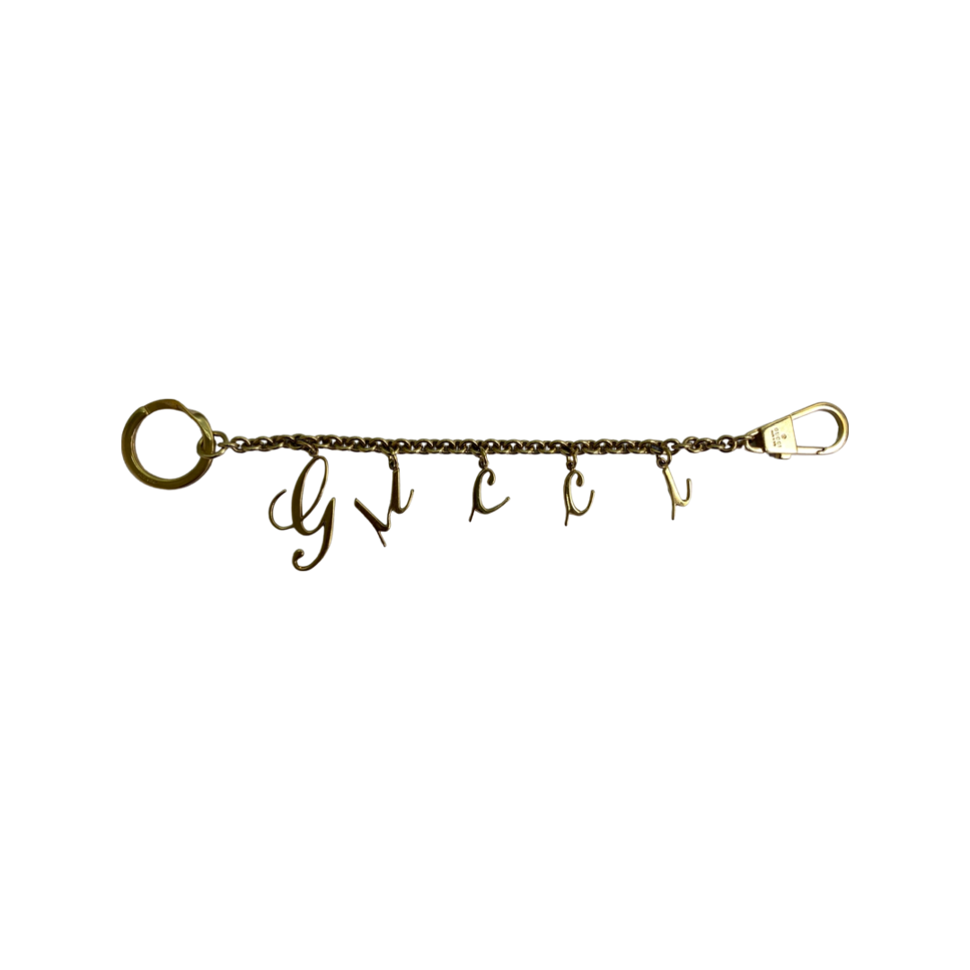 Gucci Hanging Letters Gold Tone Key Chain and Bag Charm