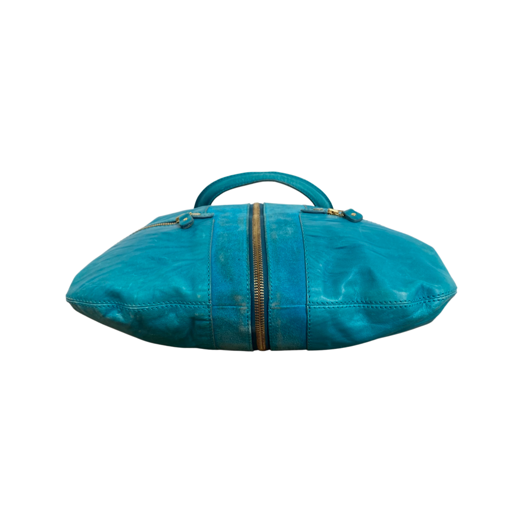 Jimmy Choo Turquoise Suede Leather Mona Tote