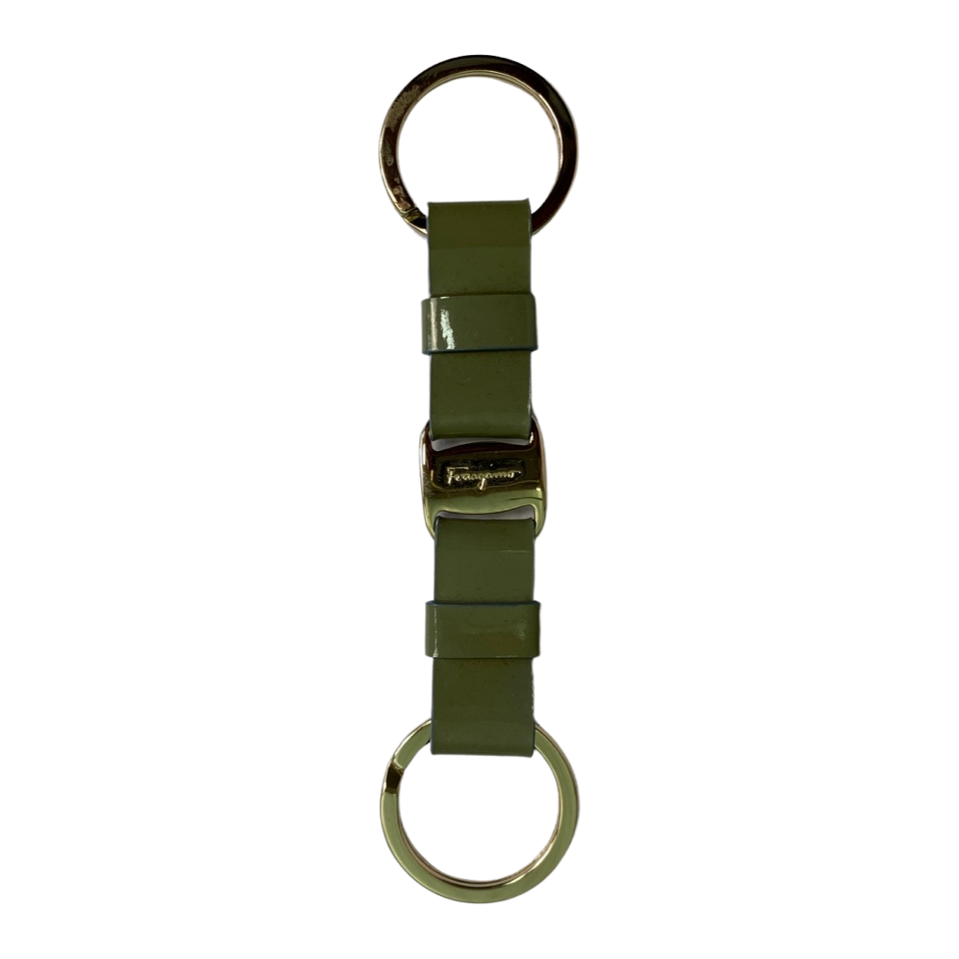 Salvatore Ferragamo Mint Green Patent Vara Bow Key Chain