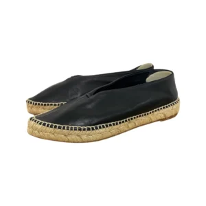 Celine Black Leather Babouche V Cut Espadrille Flats Size 38