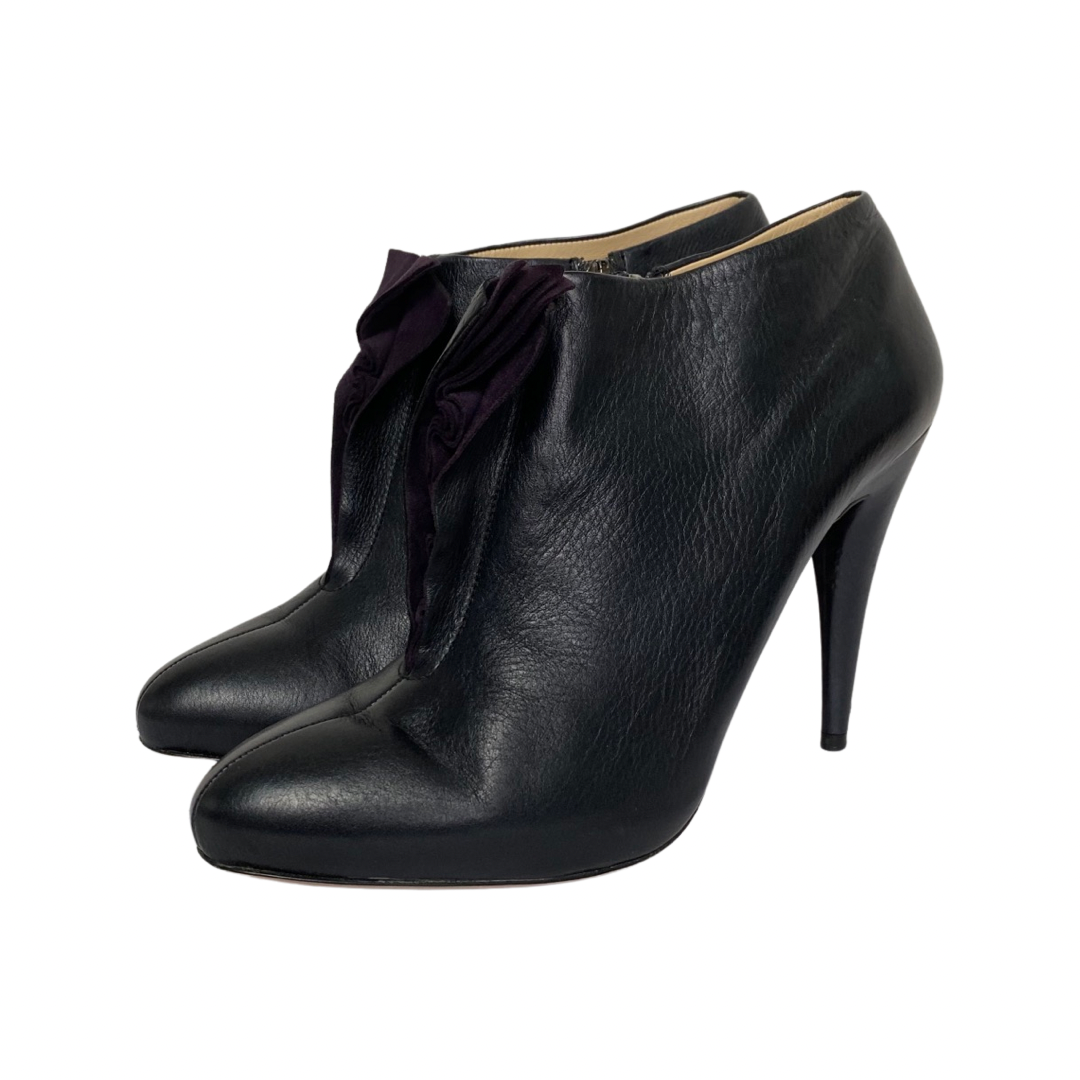 Prada Purple and Black Suede and Leather Heeled Ankle Boots Size 38
