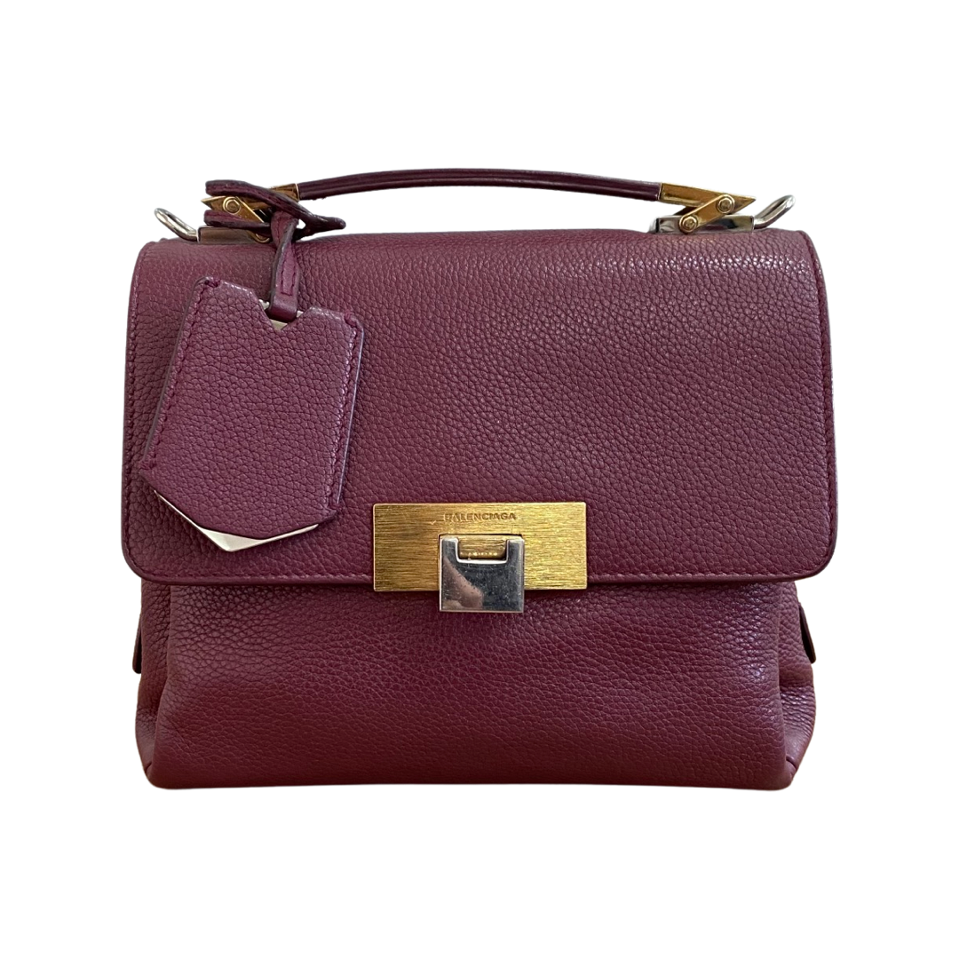 Balenciaga Le Dix Soft Cartable Mini Maroon Top Handle Bag