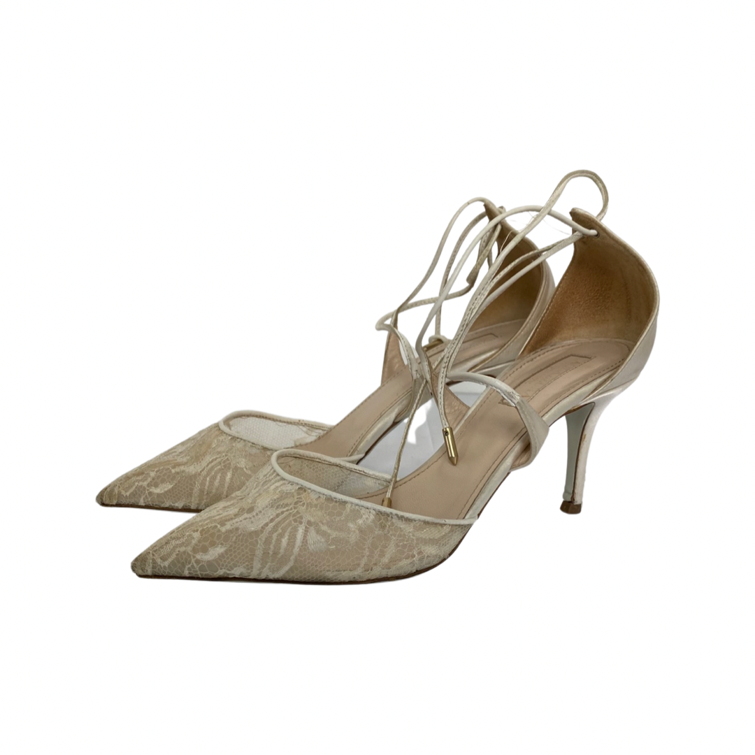 Aquazzura White Lace Matilde Bridal d'Orsay Pointed Toe Sandals Size 37