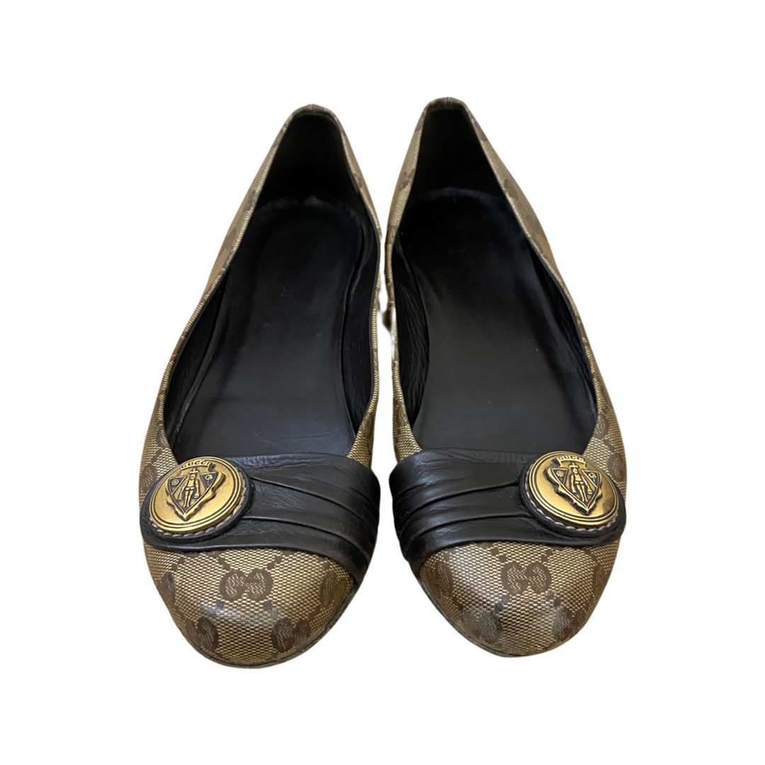 Gucci Beige Guccissima Hysteria Leather Ballet Flats Size 37