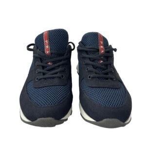 Prada Black/Navy Blue Nylon Lace Up Sneakers Size 40
