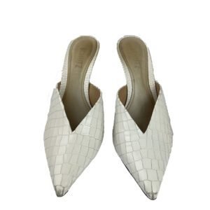 Schutz White Croc Embossed Leather Charla Mule Size 39