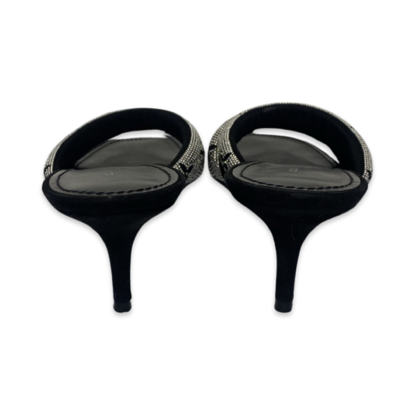 Louis Vuitton Black Velvet Crystal Embellished Slides Size 41 - Image 8