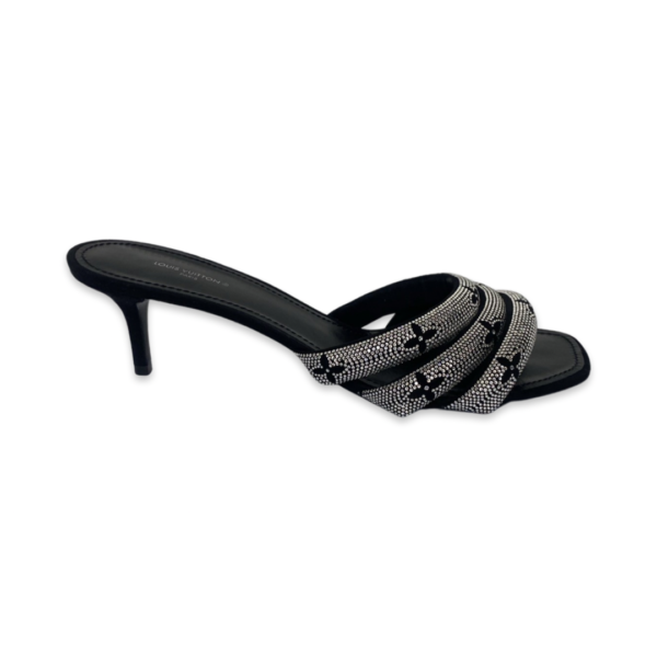Louis Vuitton Black Velvet Crystal Embellished Slides Size 41 - Image 7