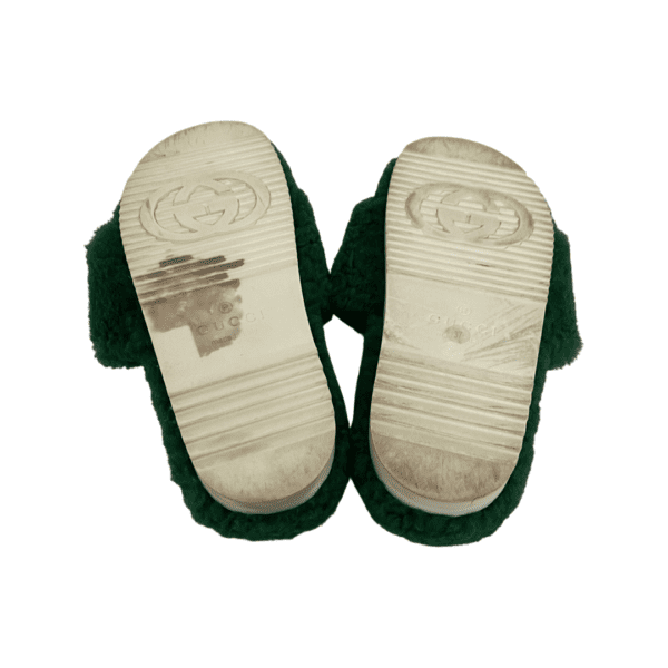Gucci Green Faux Fur Mule Size 37 - Image 8