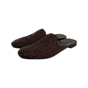 Bottega Veneta Burgundy Intrecciato Leather Fiandra Flat Mules Size 37
