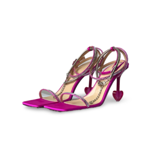 MACH AND MACH Heart Shaped Fuchsia Satin Sandals 95mm
