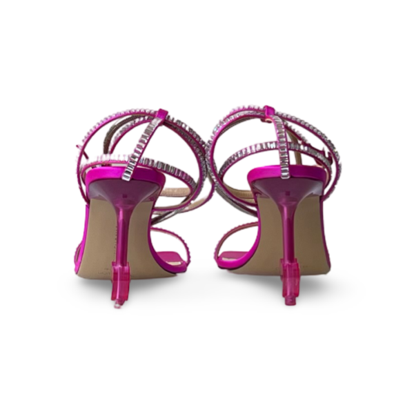 MACH AND MACH Heart Shaped Fuchsia Satin Sandals 95mm - Image 6