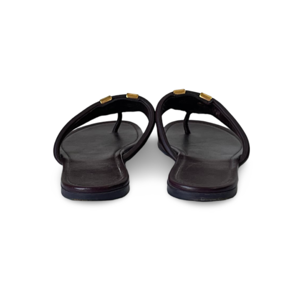 Yves Saint Laurent Plum Leather Ycon Thong Flats - Image 5