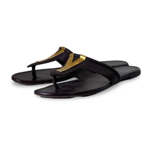 Yves Saint Laurent Plum Leather Ycon Thong Flats