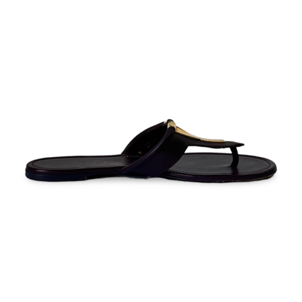Yves Saint Laurent Plum Leather Ycon Thong Flats - Image 4