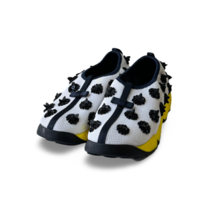 Dior White/Blue Mesh Sequins/Beads Embellished Fusion Sneakers (Size 36)