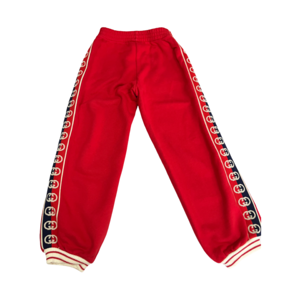 Pre-Loved Gucci Kids' Boys Rosso Jogger Pants with GG Side Trim – Size 6 - Image 2