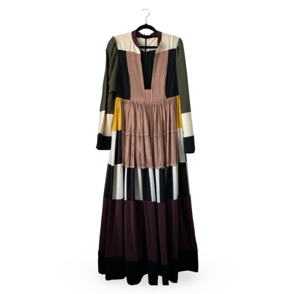 Pre-Loved Valentino Color Block Silk Tiered Midi Dress - Size 46