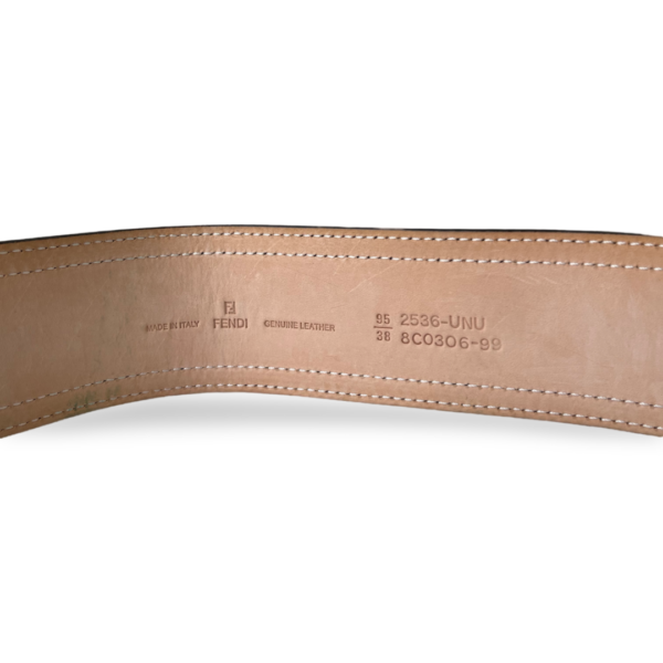Fendi Wide Black Patent & Black Leather Logo Belt 95 - Image 3