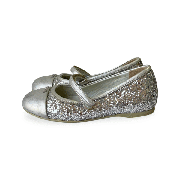 Prada Silver Luna Glitter Princess Shoes Size 25 - Image 3