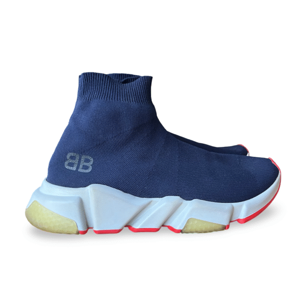 Balenciaga Speed Sneaker – Navy / Grey / Red, Size 38 - Image 3