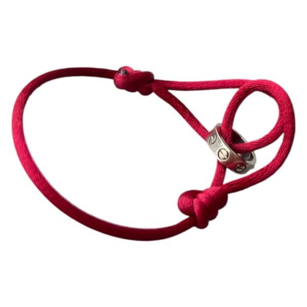 Cartier Adjustable Cord Bracelet – 18K White Gold & Red Cord - Image 2