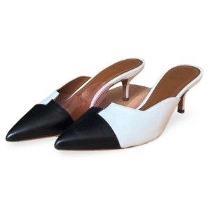 Malone Souliers White & Black with Pink PVC Kitten Heel Mules – Size 38