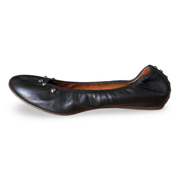 Lanvin Black Leather Ballerina Flats with Pearls – Size 40 - Image 5