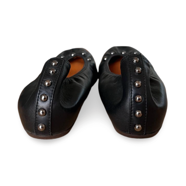 Lanvin Black Leather Ballerina Flats with Pearls – Size 40 - Image 7